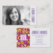 写真の卒業|のすみれ色の水玉模様パターン コーリングカード (正面/裏面)