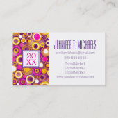 写真の卒業|のすみれ色の水玉模様パターン コーリングカード (裏面)