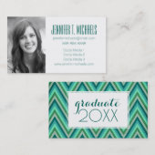 写真の卒業|のジグザグ形のストライプのな背景 コーリングカード (正面/裏面)