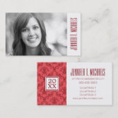 写真の卒業|のダマスク織の花柄パターン コーリングカード (正面/裏面)