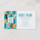 写真の卒業|のティール(緑がかった色)およびオレンジ形パターン コーリングカード (裏面)