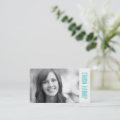 写真の卒業|のティール（緑がかった色）の民族パターン コーリングカード (スタンド正面)