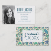 写真の卒業|のティール(緑がかった色)の海洋動物パターン コーリングカード (正面/裏面)