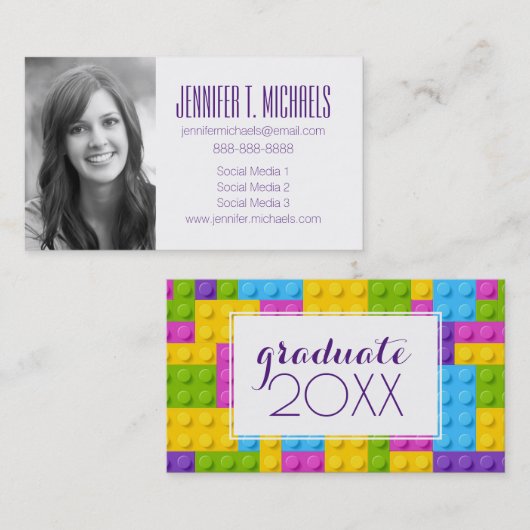 写真の卒業|のプラスチック建築のブロック コーリングカード (正面/裏面)