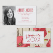 写真の卒業|のレトロのケシパターン コーリングカード (正面/裏面)