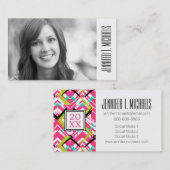 写真の卒業|の手描きのピンクのジグザグ形 コーリングカード (正面/裏面)