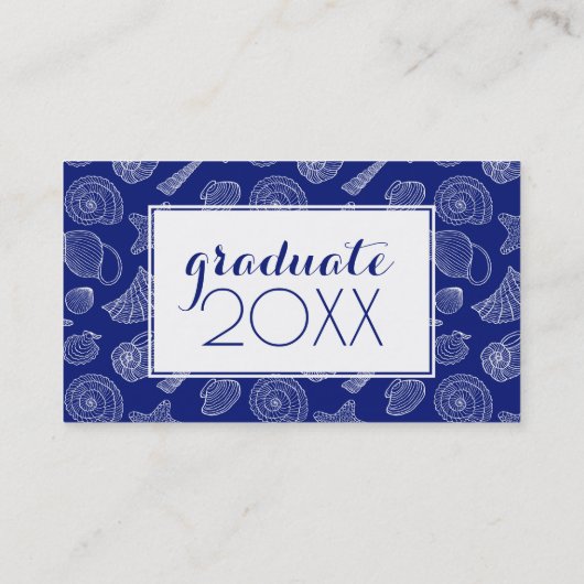 写真の卒業|の明るく青い貝パターン コーリングカード (裏面)