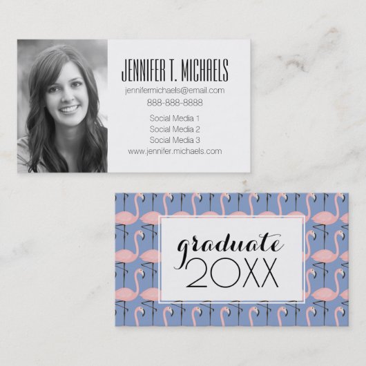 写真の卒業|の柔らかいフラミンゴパターン コーリングカード (正面/裏面)