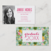 写真の卒業|の熱帯花及びパイナップル コーリングカード (正面/裏面)