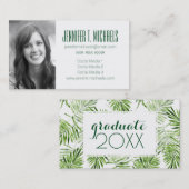 写真の卒業|の緑のシュロの葉 コーリングカード (正面/裏面)