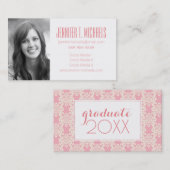 写真の卒業|の花のレトロのダマスク織 コーリングカード (正面/裏面)