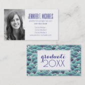 写真の卒業|の装飾的な海の波の背景 コーリングカード (正面/裏面)