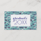 写真の卒業|の装飾的な海の波の背景 コーリングカード (裏面)