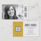 写真の卒業|の贅沢な金花模様の壁紙 コーリングカード (正面/裏面)