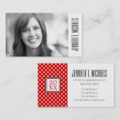 写真の卒業|の赤の水玉模様 コーリングカード (正面/裏面)