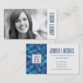 写真の卒業|の青い絞り染めのパイナップル コーリングカード (正面/裏面)