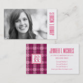 写真の卒業|ピクセル格子縞 コーリングカード (正面/裏面)