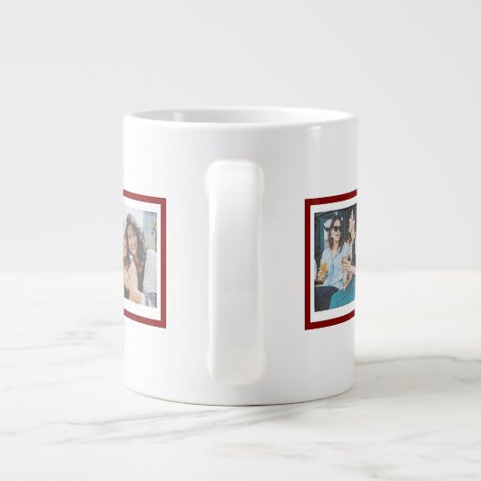 写真の友人たちが縁の色を変えるファンタスティック ジャンボコーヒーマグカップ (裏面)