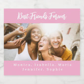 写真の友最高の達は永遠にパーティーのピンクを好む スパークリングワインラベル (シングルラベル)