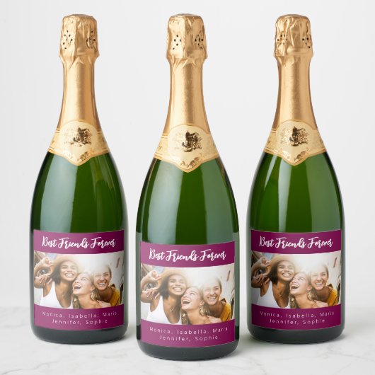 写真の友最高の達は永遠にパーティー紫を好む スパークリングワインラベル (ボトル)