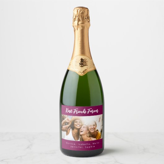 写真の友最高の達は永遠にパーティー紫を好む スパークリングワインラベル (正面)