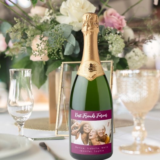 写真の友最高の達は永遠にパーティー紫を好む スパークリングワインラベル