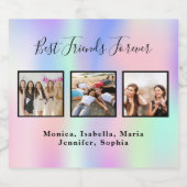 写真の友最高の達レインボーピンクの誕生日パーティー スパークリングワインラベル (シングルラベル)