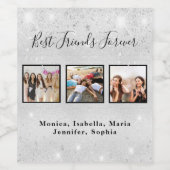 写真の友達と永遠に輝くシルバーの名前 ワインラベル (シングルラベル)