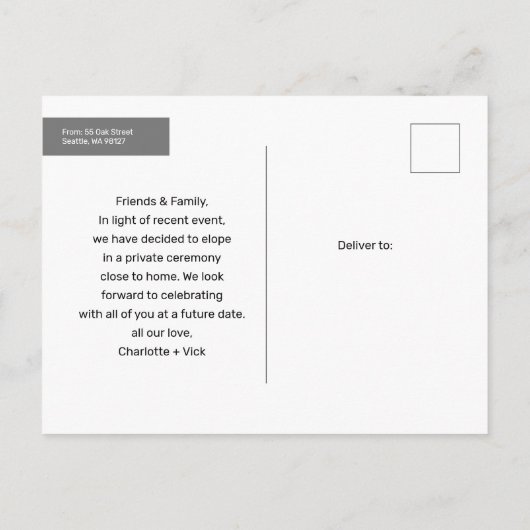 写真の取り消し日時の保存 案内ポストカード (裏面)