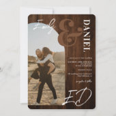 写真の名はっきりした前はアーチ茶色の木結婚の 招待状 (正面)