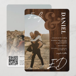 写真の名はっきりした前はアーチ茶色の木結婚の 招待状