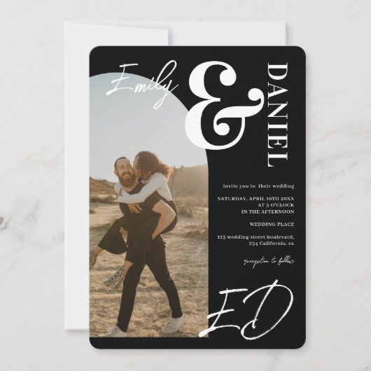 写真の名はっきりした前はアーチ黒結婚の 招待状 (正面)