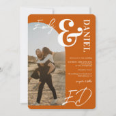 写真の名はっきりした前スクリプトarch burnt orange結婚's 招待状 (正面)