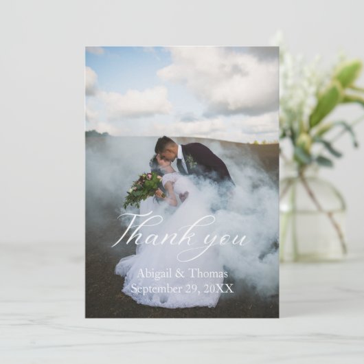 写真の名前と日付結婚のサンキューカード サンキューカード (スタンド正面)