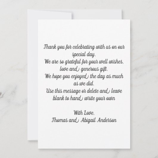 写真の名前と日付結婚のサンキューカード サンキューカード (裏面)