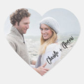 写真の名前の新郎新婦結婚式の引き出物ハート ハートシール (正面)