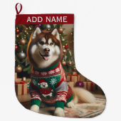 写真の名前の追加 ラージクリスマスストッキング (正面)