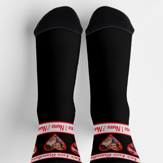 写真の名前を追加する,おばあちゃんのハートで孫 ソックス (上部)