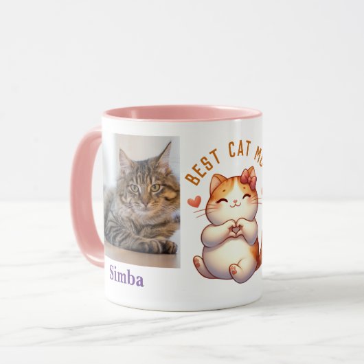 写真の名前を追加メッセーカスタマイズジCatテーマ マグカップ (正面左)