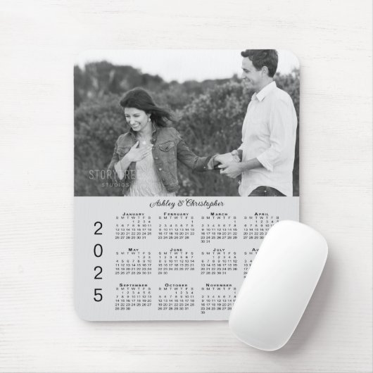 写真の名前グレーパーソナライズされた2025カレンダー マウスパッド (マウス)