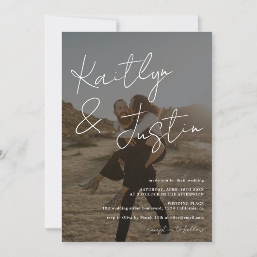 写真の名前スクリプト書道の黒結婚の 招待状 (正面)