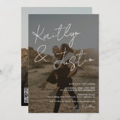 写真の名前スクリプト書道の黒結婚の 招待状 (正面/裏面)