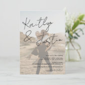 写真の名前スクリプト書道白結婚黒 招待状 (スタンド正面)