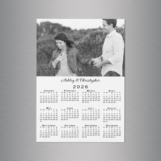 写真の名前パーソナライズされた2026カレンダー磁石