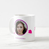 写真の名前ピンクパーソナライズされたのクリスマスファミリー コーヒーマグカップ (正面左)