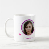 写真の名前ピンクパーソナライズされたのクリスマスファミリー コーヒーマグカップ (左)