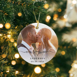 写真の名前mr mrs エレガント新結婚 セラミックオーナメント