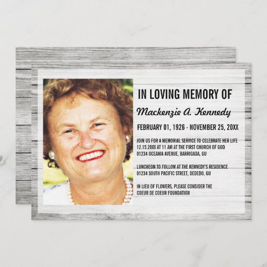 写真の告別式か葬儀の招待状 招待状 (正面/裏面)