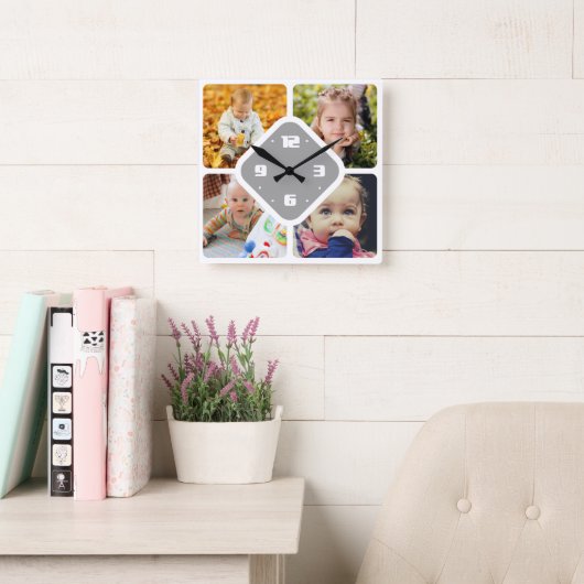 写真の四角い壁の時計をアップロード スクエア壁時計 (読書スペース)
