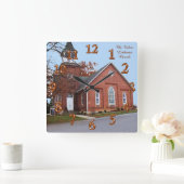 写真の壁時計と写真とテキスト スクエア壁時計 (ホーム)